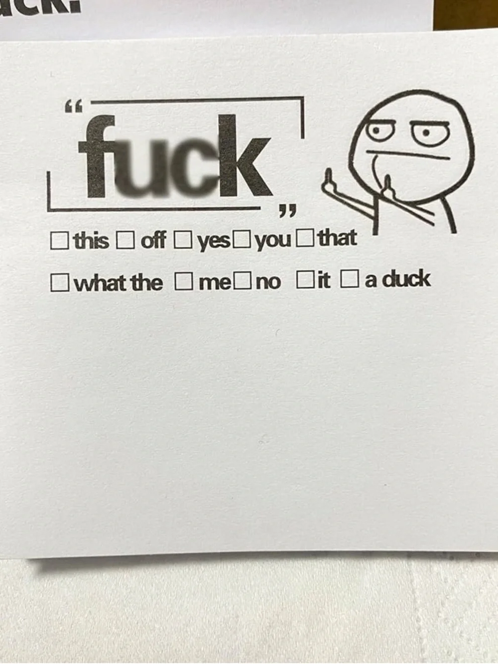 Funny Sticky Notes Set, 4 Pack, NIP - What the F*ck - Printed Memo Pads